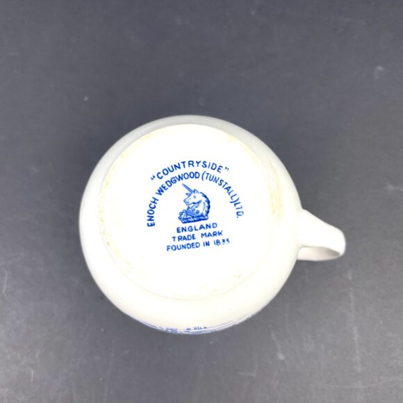 Vintage Set Wedgwood “Countryside” Creamer-2 Saucers Blue Transferware England - Picture 10 of 10